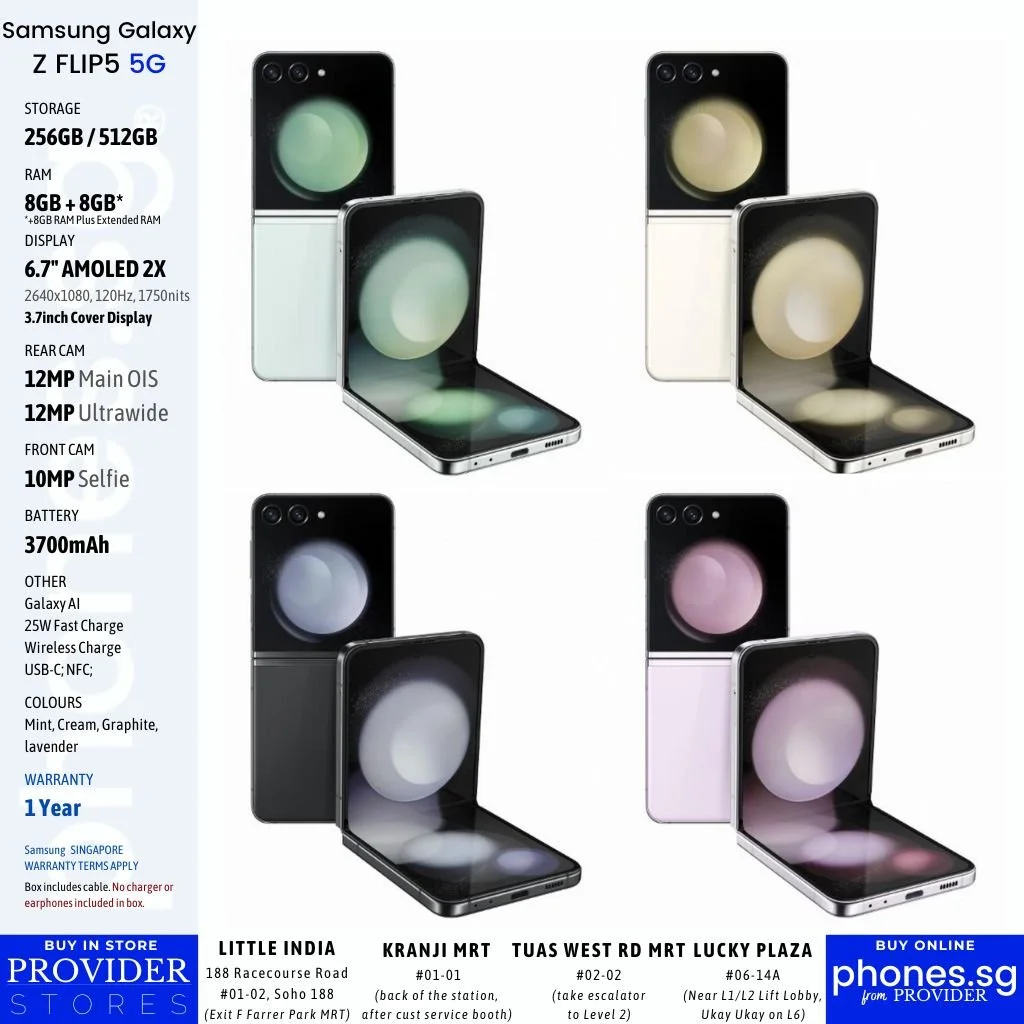 Samsung Galaxy Z Flip5 (6.7-inch 120Hz AMOLED 2X/ 3.4-inch Flex
